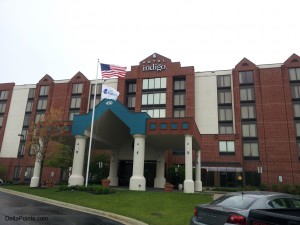 a front view of a hotel