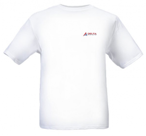 a white t-shirt with a logo on it