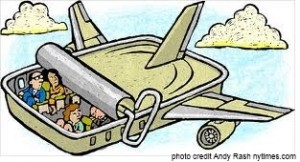 a cartoon of a plane with people inside