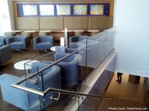 a glass railing in a room