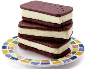 a stack of ice cream sandwiches on a plate