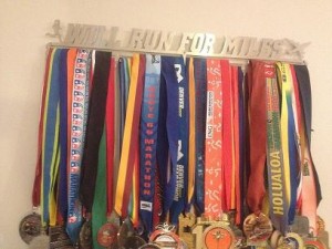 a group of medals on a wall