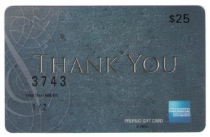 a thank you card with silver text