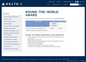 delta airlines round the world skymiles chart 180000 on sale for 162000