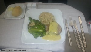 steak dinner business class 767-300 atlanta to europe delta points blog
