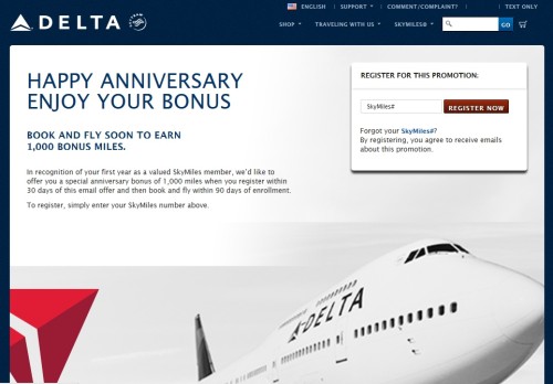 1000 target anniversay points from delta
