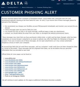 Delta Phishing Alert