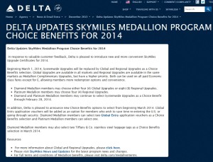 changes to the skymiles medallion choice benefits 2014 from delta-com
