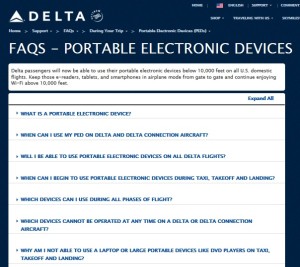 delta air lines faqs - portable electronic devices peds from gate to gate
