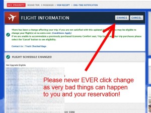 should you use change flight option on delta-com - NO
