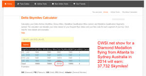 cwsi-net showing skymiles earned under old skymiles