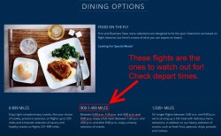 1st class dining times and options on delta flights
