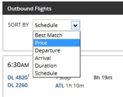 change delta-com choice to price over schedule