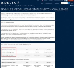 delta skymiles medallion status match challenge