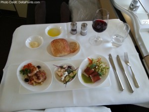 3 choice appetizer lufthansa 747-8 1st class delta points blog