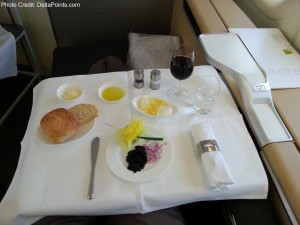 Caviar service Lufthansa 1st class 747-8 Delta Points blog (2)