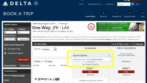 delta-com says you can not upgrade from jfk-lax 7july2014