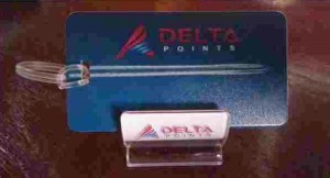 delta points phone holder and luggage tag