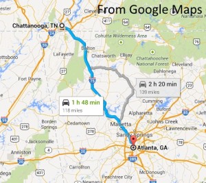 map from atlanta to chattanooga
