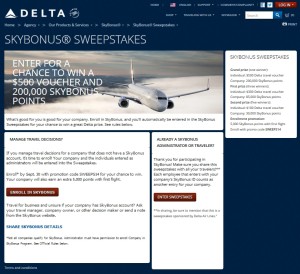 skybonus sweepstakes from Delta