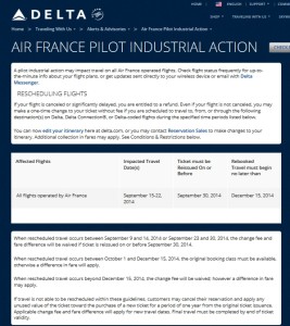 air france pilot strike monday delta-com warning