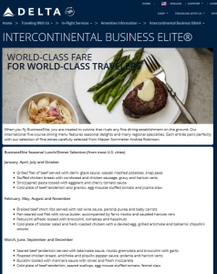 delta intercontinental business elite meals month by month