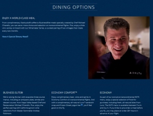 delta trans con dining 1st class choices