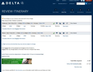 dtw to lax on delta fare sale