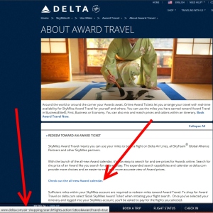 delta all new award calendar link takes you to booking a ticket