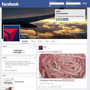 delta facebook page hacked