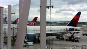 delta and virgin tails at ATL airport from Skyclub Delta points blog