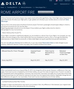 rome airport fire free delta changes