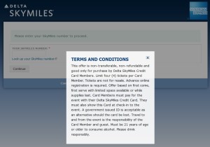 terms and conditions on delta amex events page