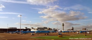 lots of KLM reginal jets parked at AMS airport Delta Points blog
