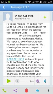 phone call from Delta about my RU clearing