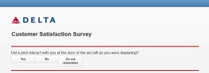 part of a delta after flight customer satisfaction survey about pilot